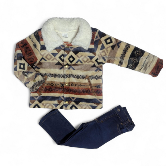 Conjunto Café de Peluche Recto 6 Meses