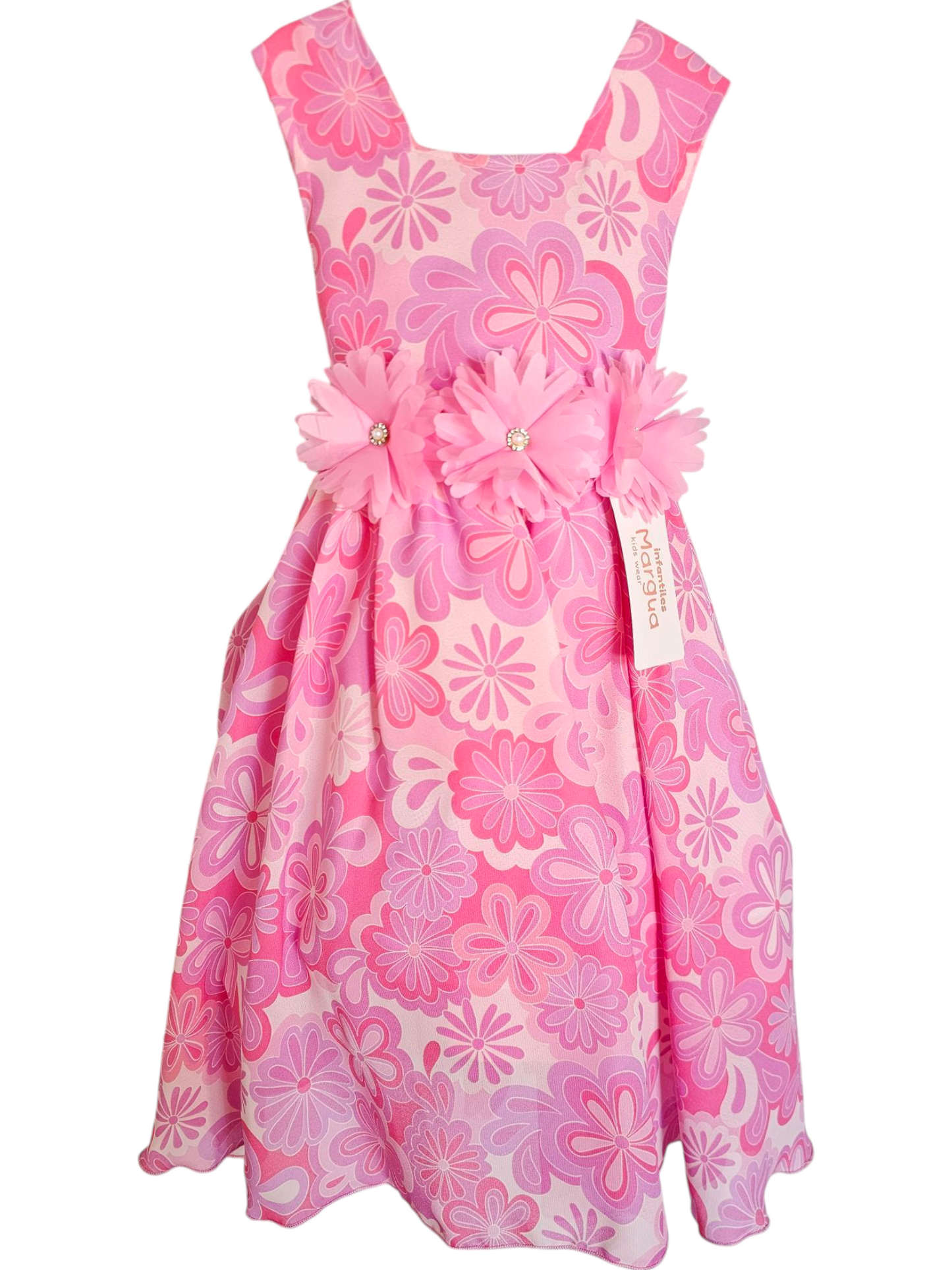 Vestido Rosa de Gasa Circular Talla 3 Años B077CFALAXH