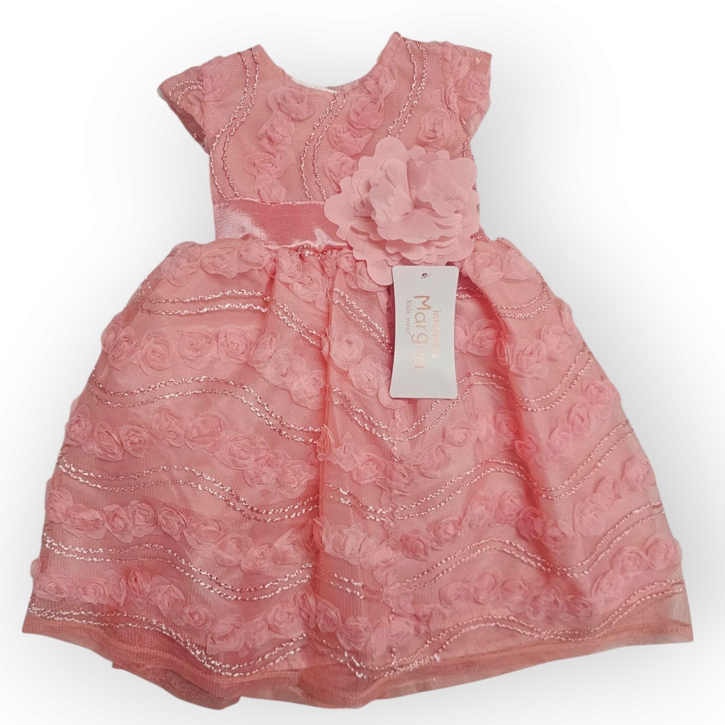 Vestido Fucsia de Tul 3D Recto Talla 6 Meses B076BFAIBHB