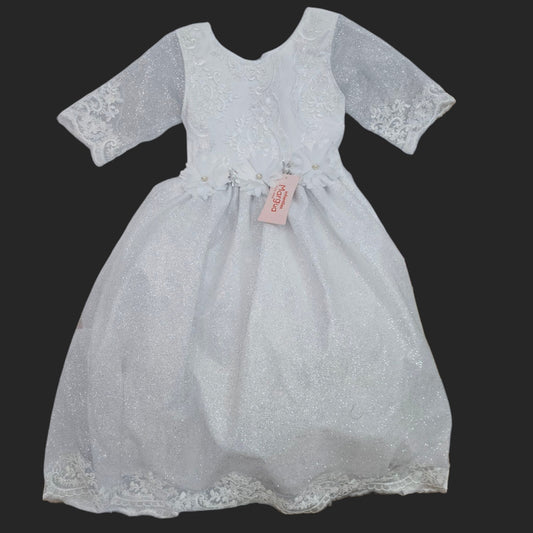 Vestido Blanco de Tul Recto Talla 10 Años B203BFAABAL
