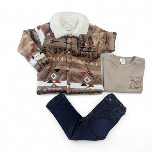 Conjunto Café de Peluche Recto 6 Meses