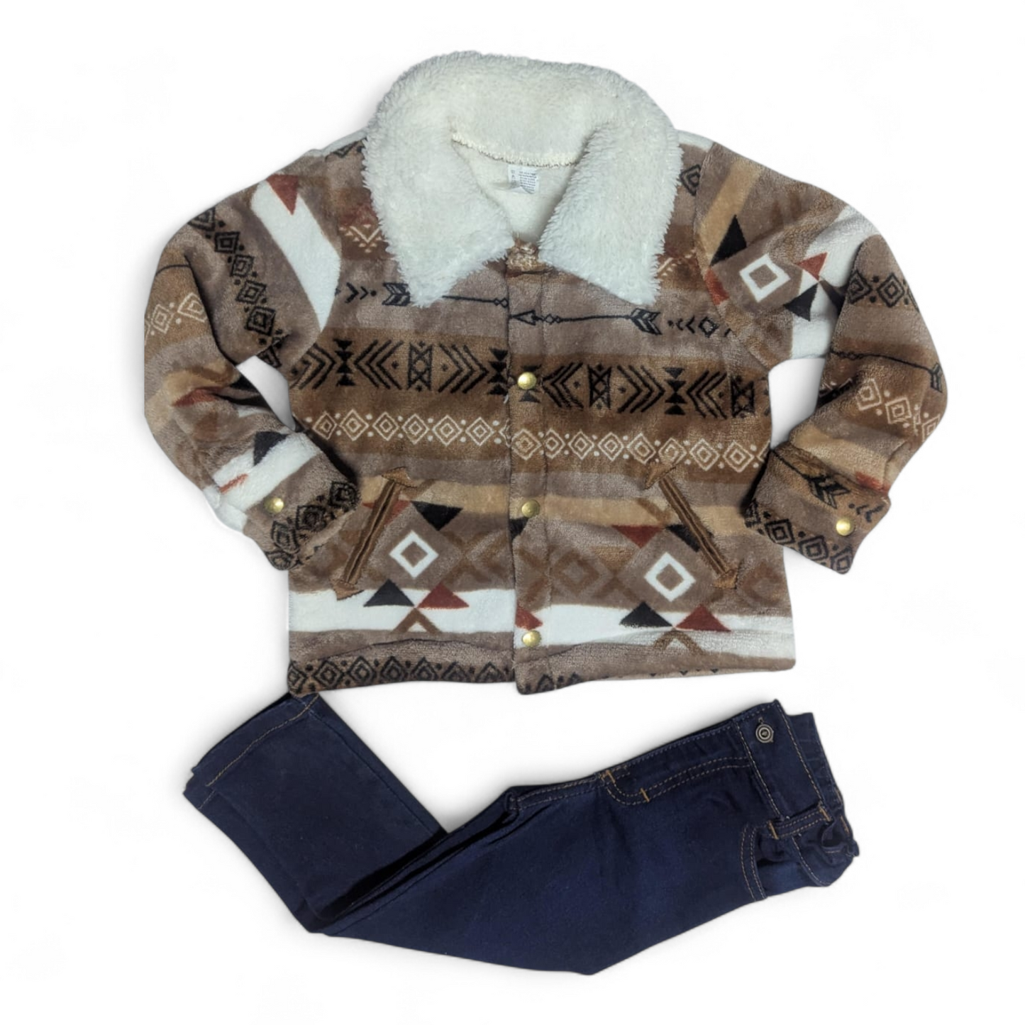 Conjunto Café de Peluche Recto 6 Meses