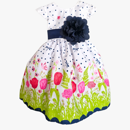 Vestido Azul Marino de Popelina Recto Talla 3 Años B126LFAHBLH