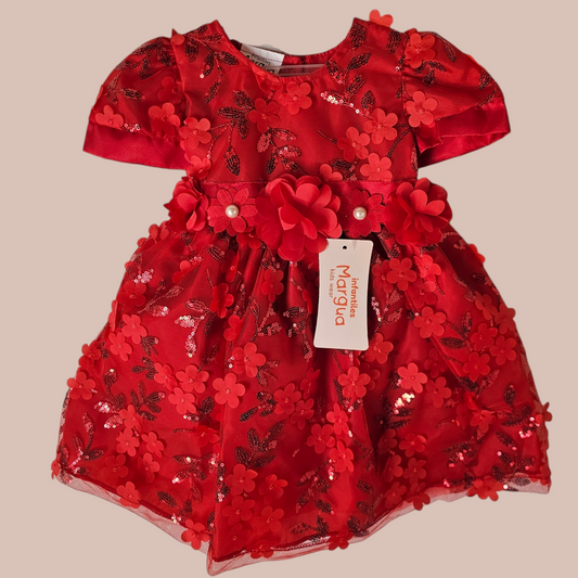 Vestido Rosa pastel de Tul 3D Recto Talla 6 Meses B073AFAIBDB