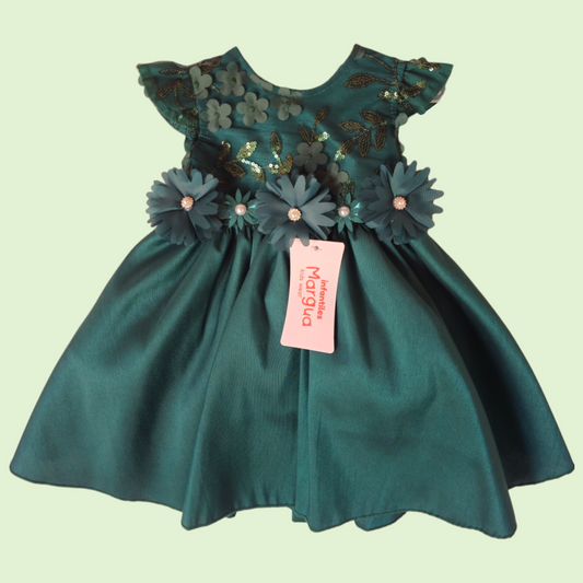 Vestido Verde oscuro de Tafeta Circular Talla 6 Meses B065DFACAYB