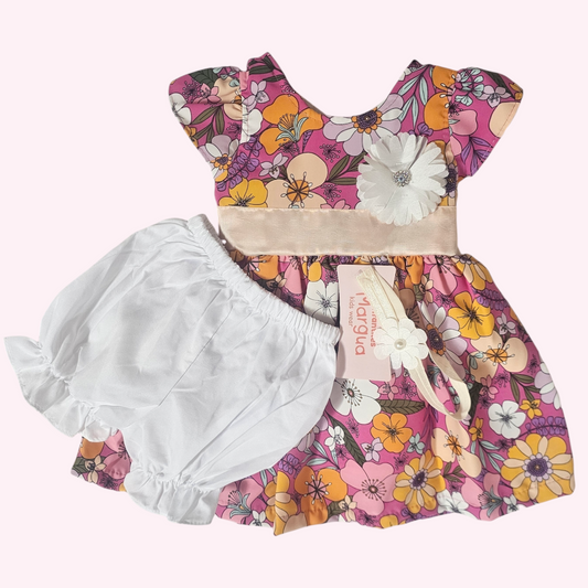 Vestido Fucsia de Popelina Recto Talla 6 Meses B077BFAHBHB