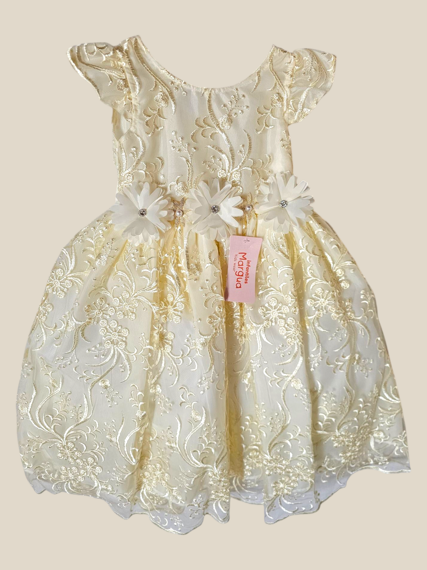 Vestido Perla de Tul Bordado Ampon Talla 3 Años B079BFAFABH