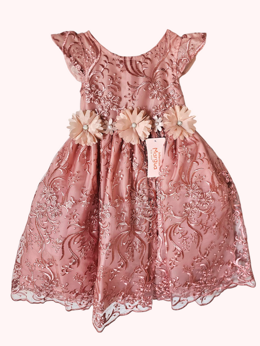 Vestido Perla de Tul Bordado Ampon Talla 3 Años B079BFAFABH