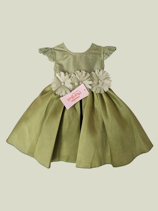 Vestido Verde oscuro de Tafeta Recto 6 Meses