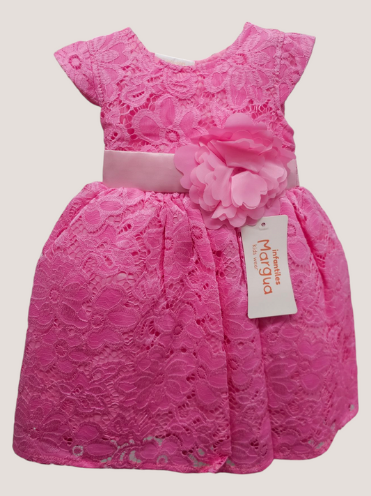 Vestido Rosa de Encaje Recto Talla 6 Meses B064FFAGBXB