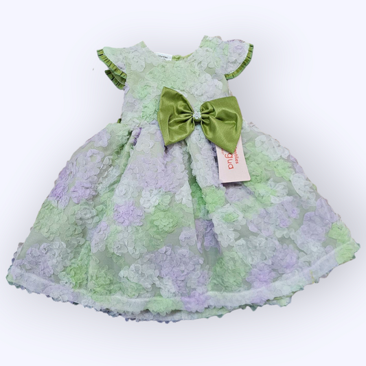 Vestido Verde limón de Tul 3D Recto Talla 6 Meses B065EFAIBPB