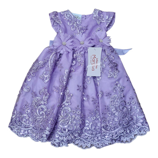 Vestido Lila de Tul Bordado Recto Talla 6 Meses B126FFAFBGB