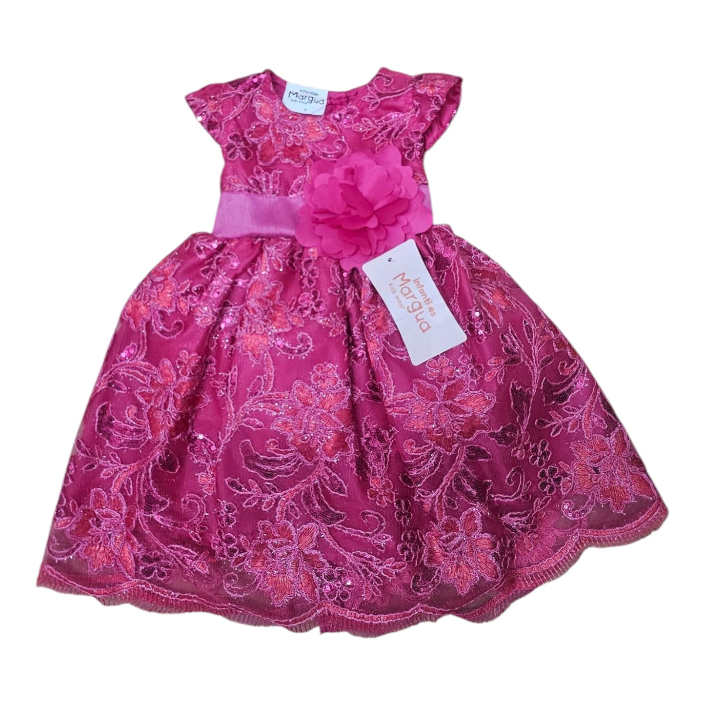 Vestido Lila de Tul Bordado Recto Talla 6 Meses B126FFAFBGB
