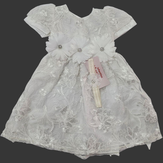 Vestido Perla de Tul Bordado Recto Talla 6 Meses B126PFAFBBB