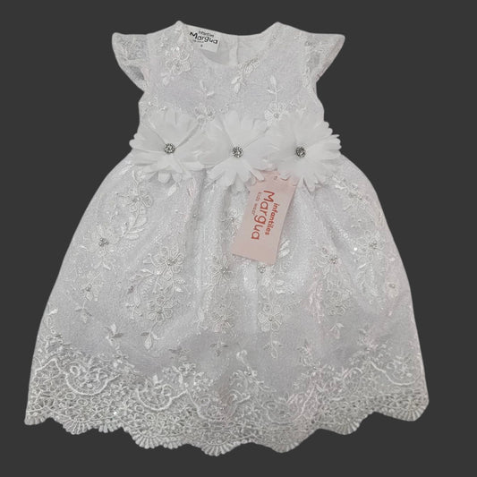 Vestido Blanco de Tul 3D Recto Talla 6 Meses B203DFAIBAB