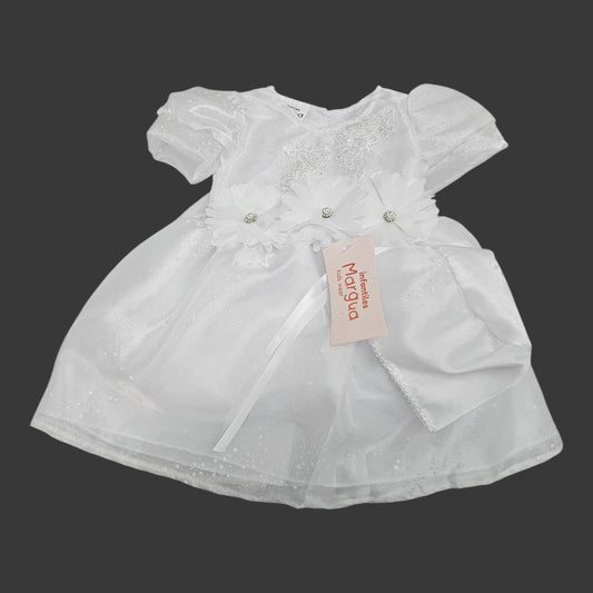 Vestido Blanco de Organza Circular Talla 6 Meses B126DFAJAAB