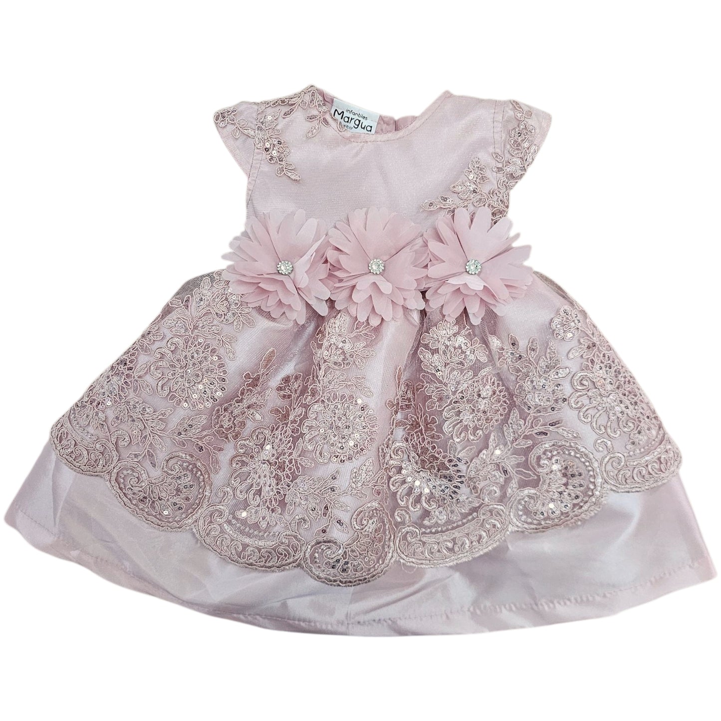 Vestido Oro de Tul Bordado Recto Talla 6 Meses B203EFAFBIB