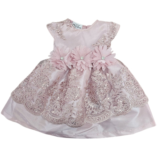 Vestido Oro de Tul Bordado Recto Talla 6 Meses B203EFAFBIB