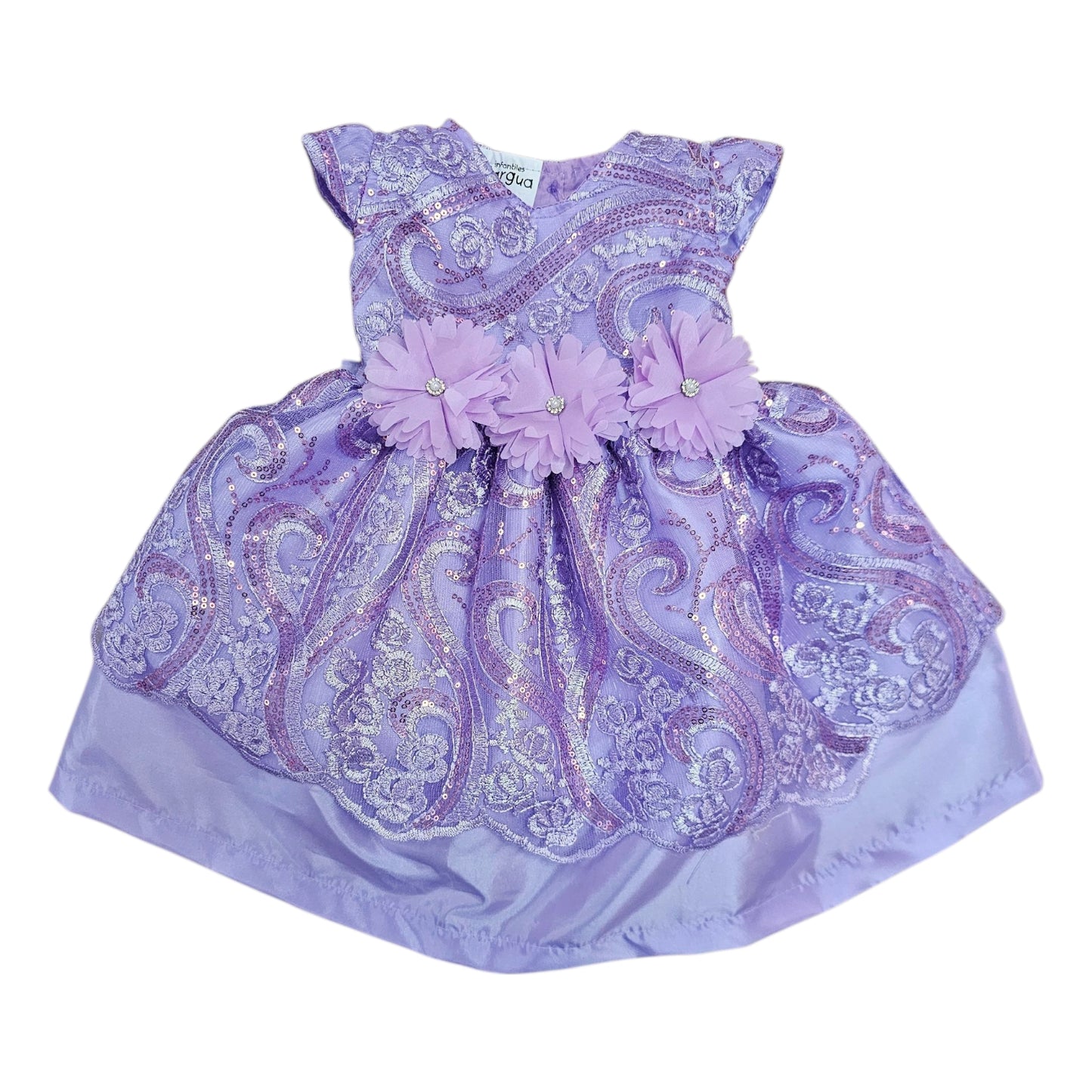 Vestido Oro de Tul Bordado Recto Talla 6 Meses B203EFAFBIB