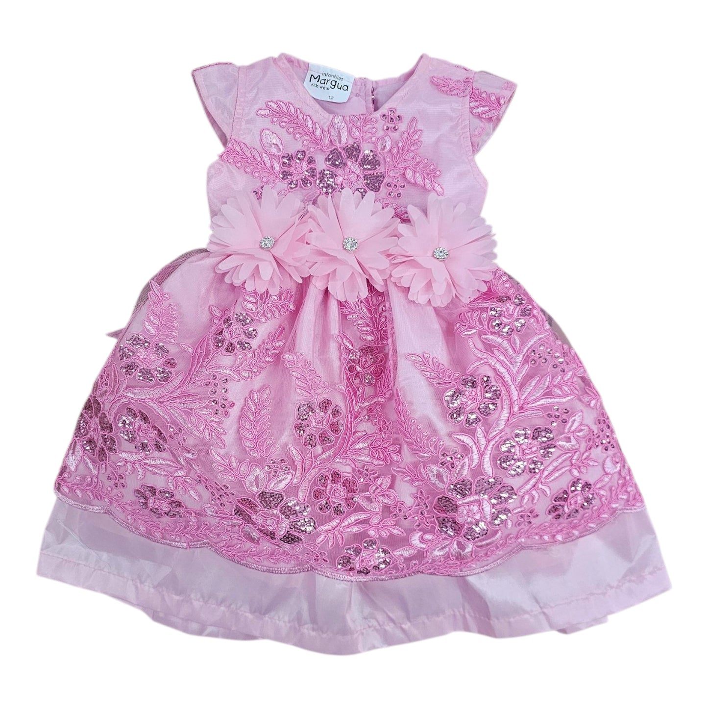 Vestido Oro de Tul Bordado Recto Talla 6 Meses B203EFAFBIB