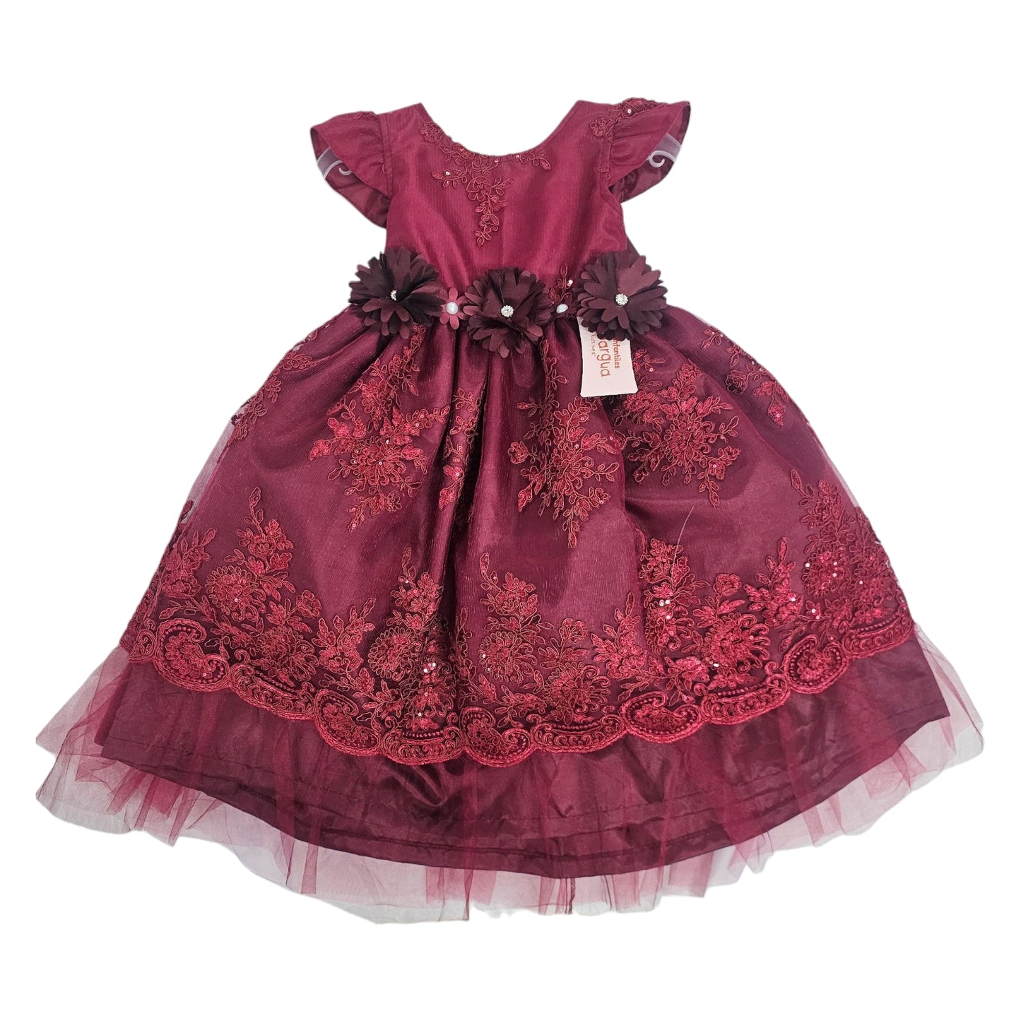 Vestido Oro de Tul Bordado Circular 3 Años