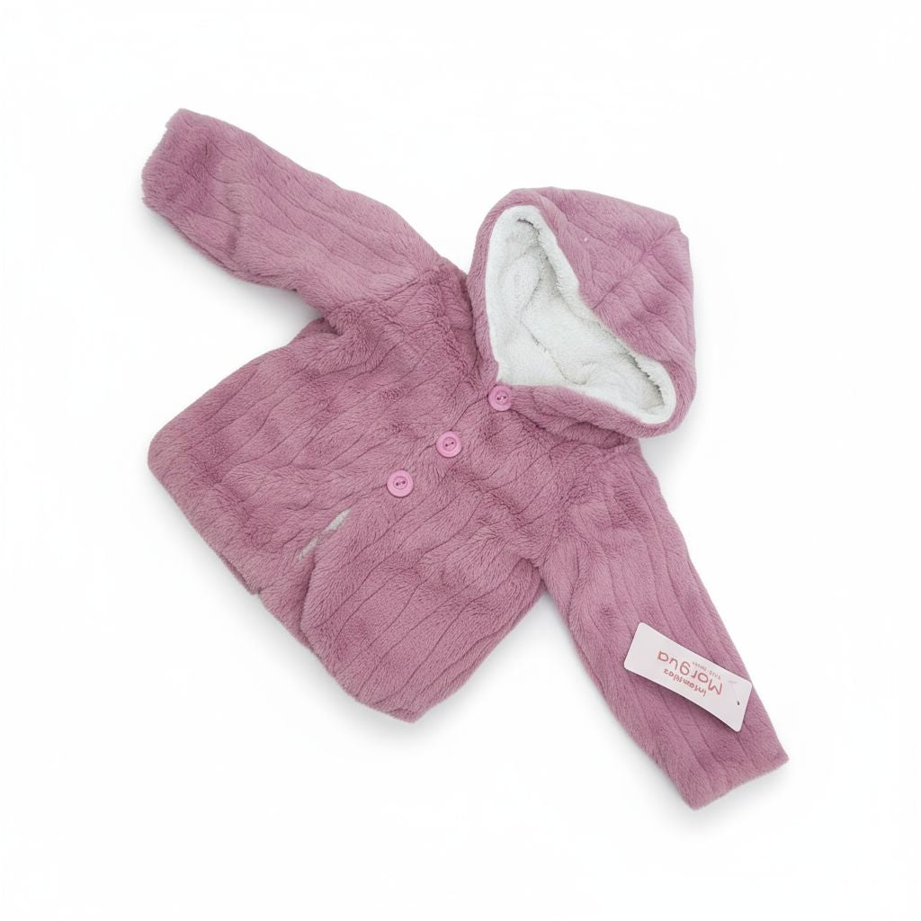 Abrigo Palo de rosa de Peluche Recto 2 Años