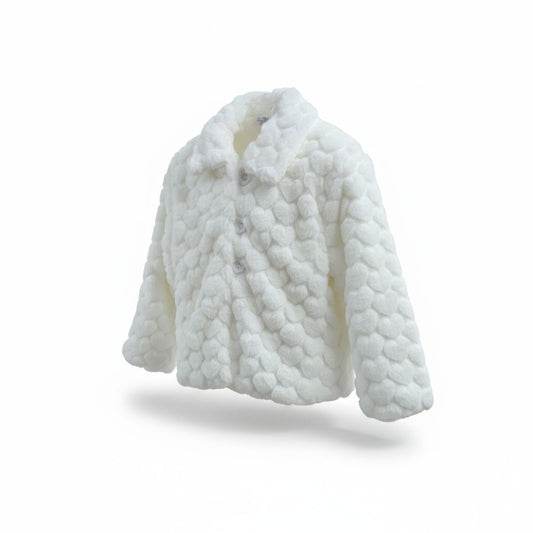 Abrigo Blanco de Peluche Recto 6 Meses
