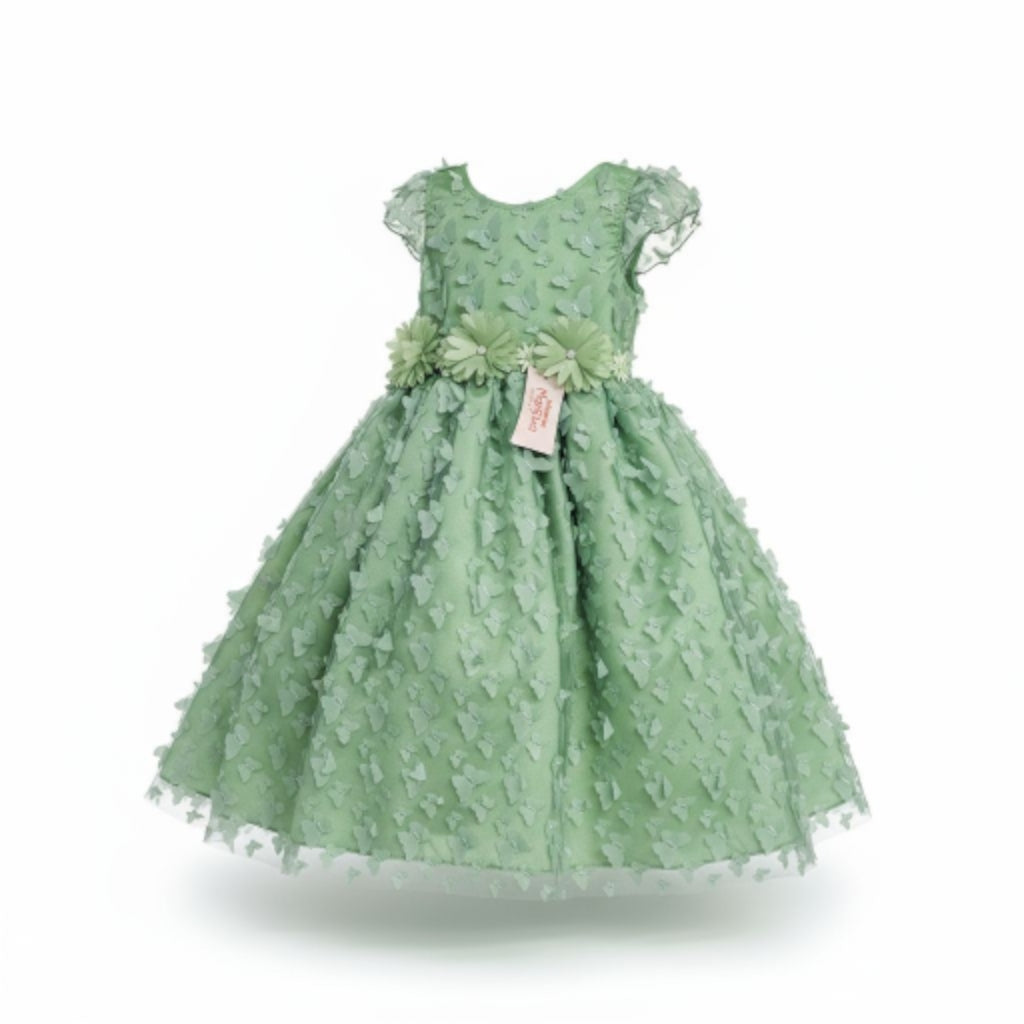 Vestido Verde pistache de Tul 3D Circular 3 Años