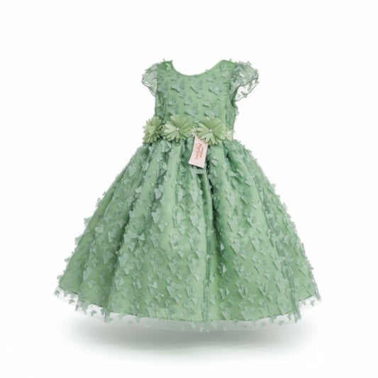 Vestido Verde pistache de Tul 3D Circular 3 Años