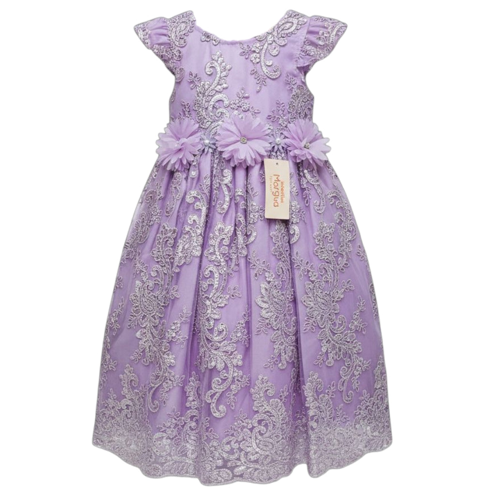 Vestido Lila de Tul Bordado Ampon 3 Años