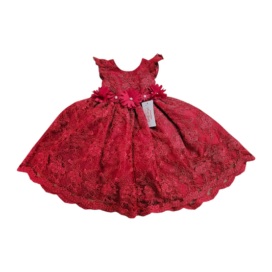 Vestido Rojo de Tul Bordado Ampon 1 Años
