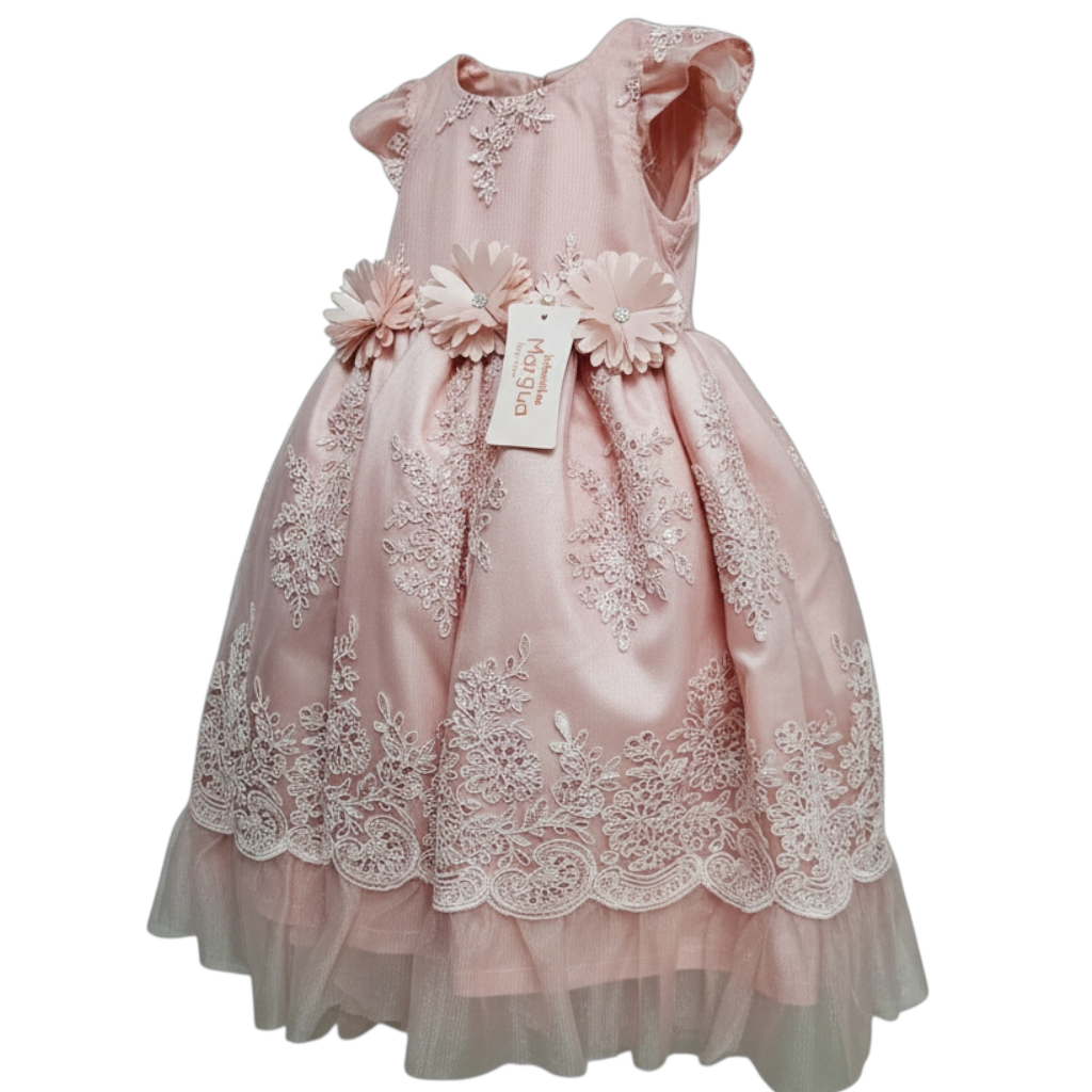 Vestido Oro de Tul Bordado Circular 3 Años