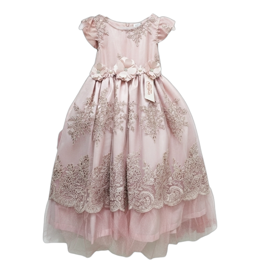 Vestido Oro de Tul Bordado Circular 3 Años