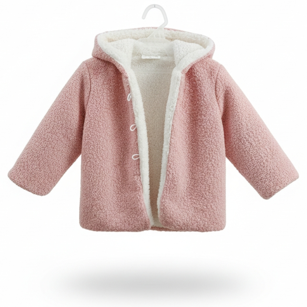 Abrigo Rosa de Peluche Recto 12 Meses