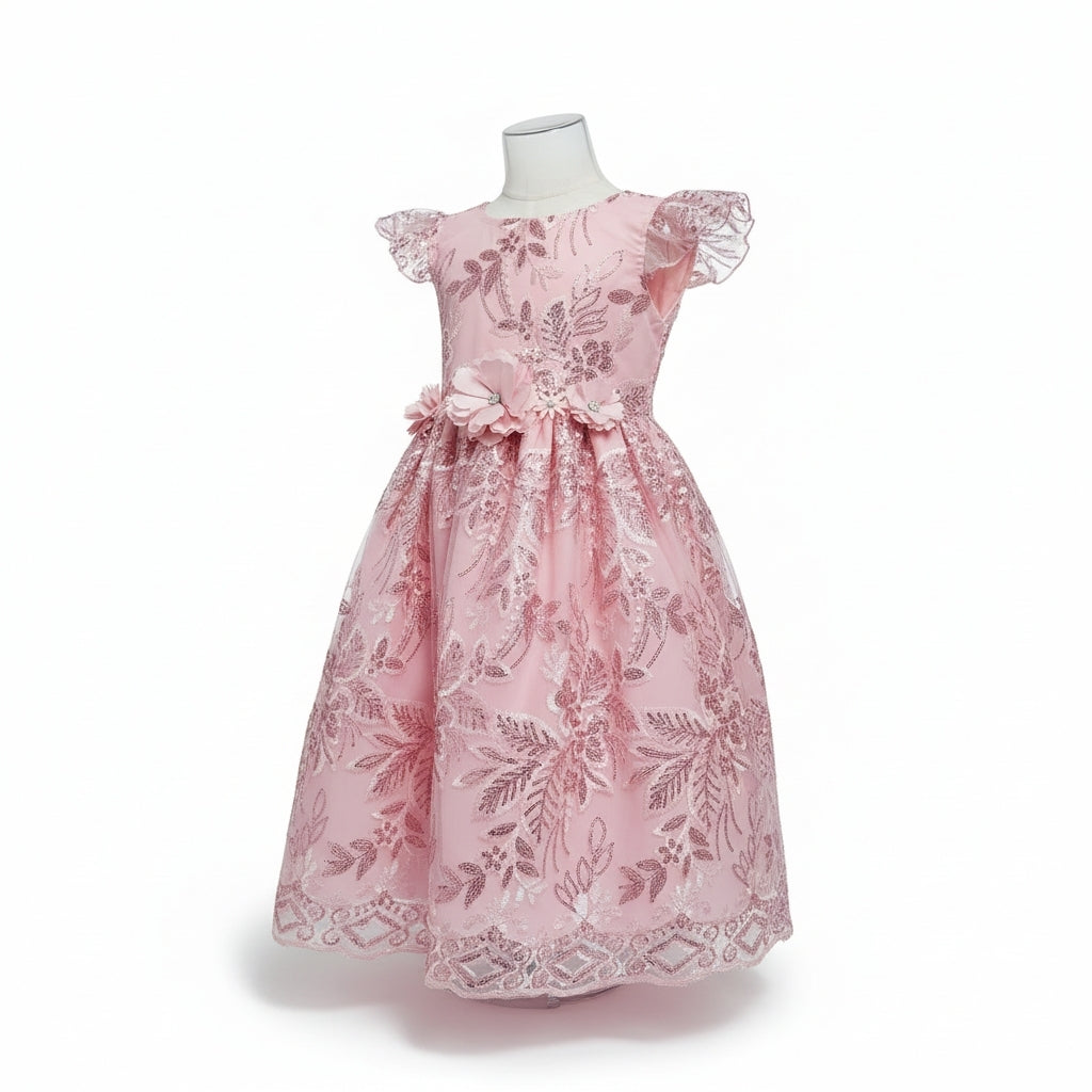 Vestido Blanco de Tul Bordado Recto 2 Años