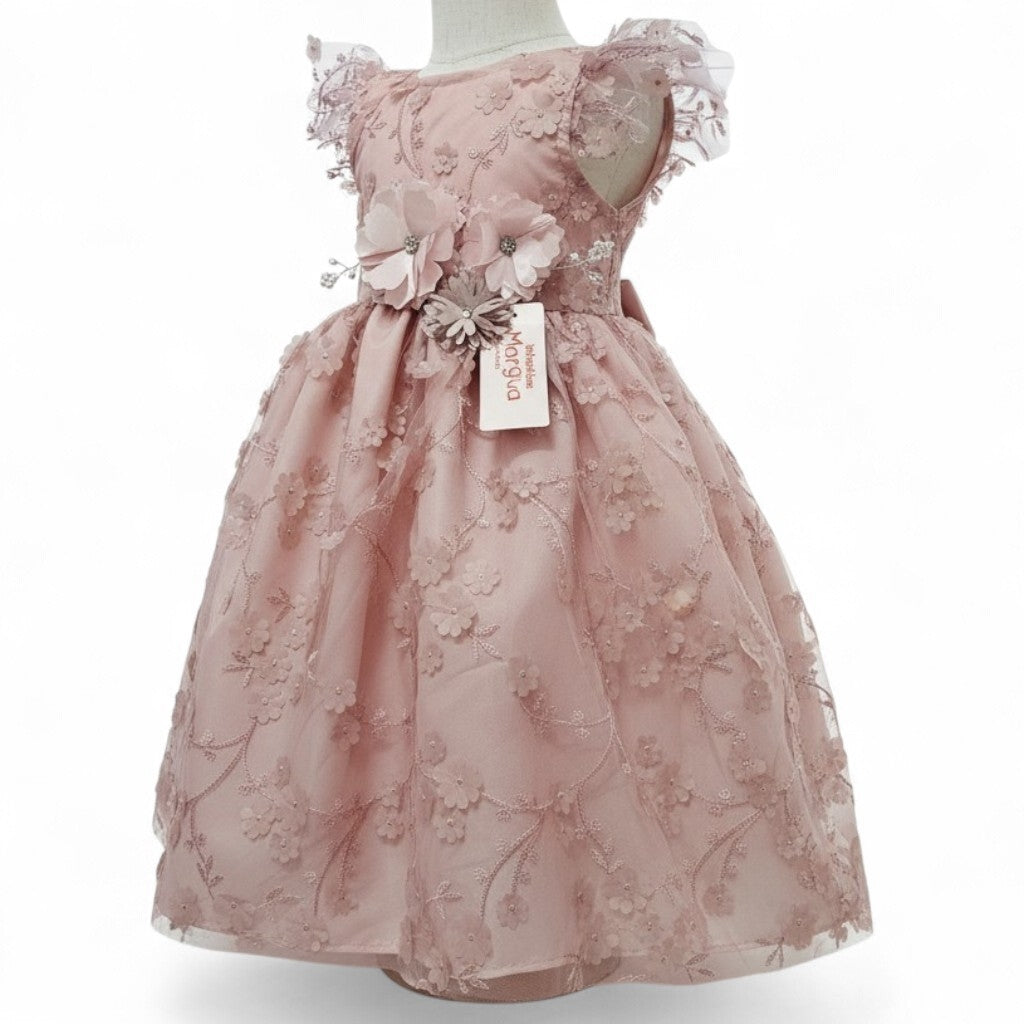 Batita Palo de rosa de Tul 3D Recto 6 Meses