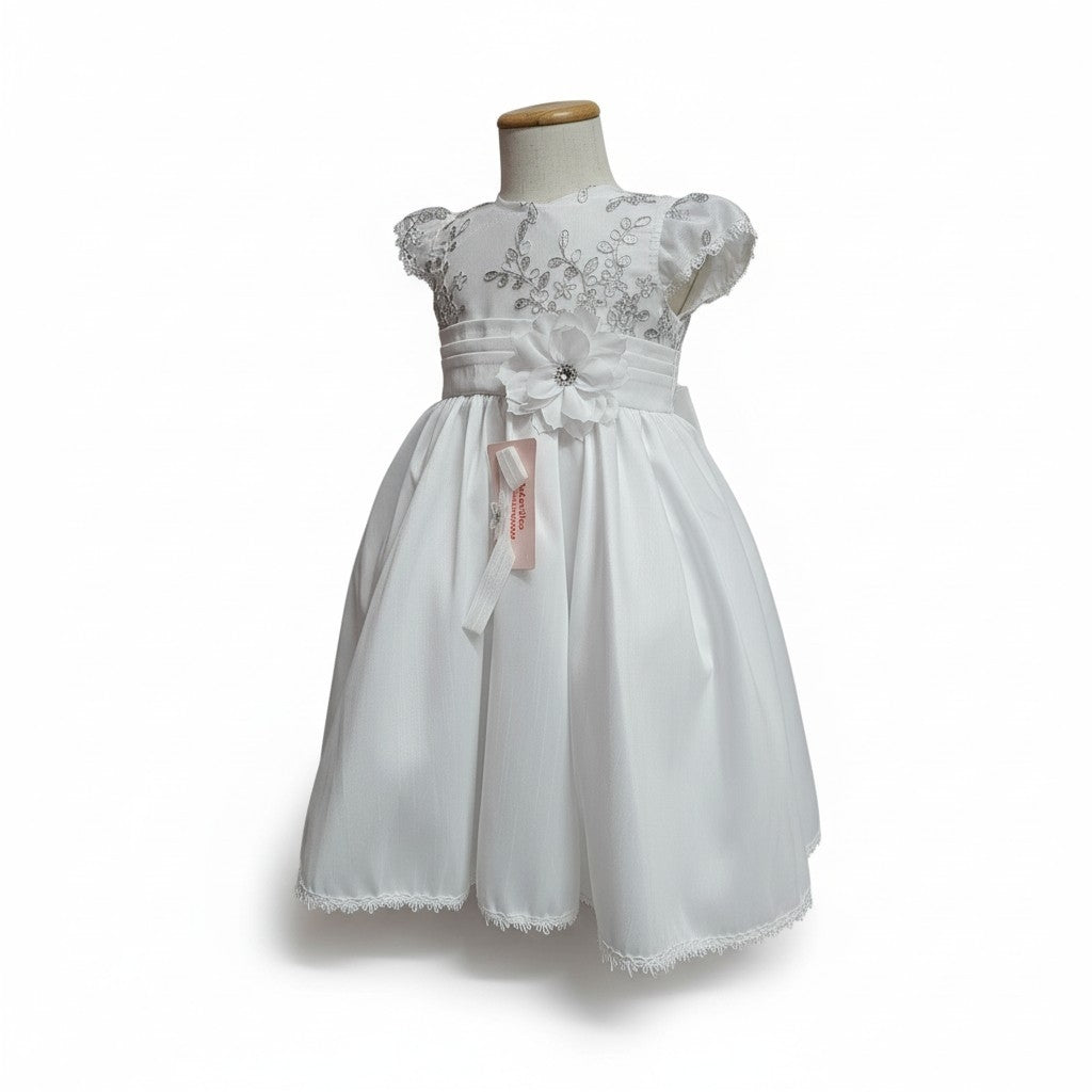 Vestido Blanco de Tafeta Circular 6 Meses