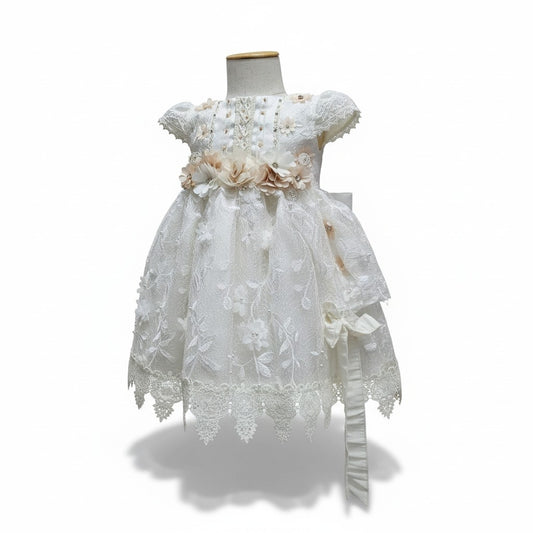 Batita Perla de Tul Bordado Recto 1 Años