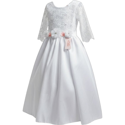 Vestido Blanco de Tafeta Circular 10 Años