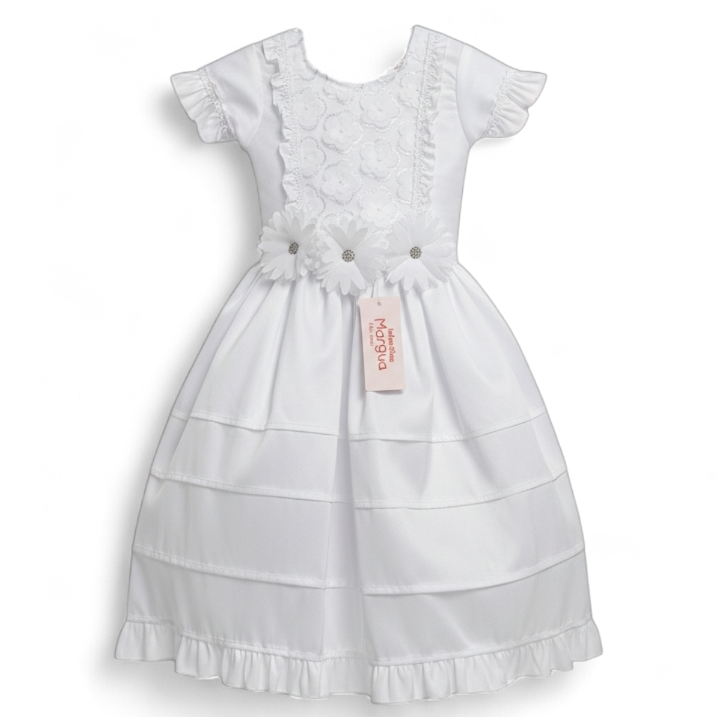 Vestido Blanco de Tafeta Recto 2 Años