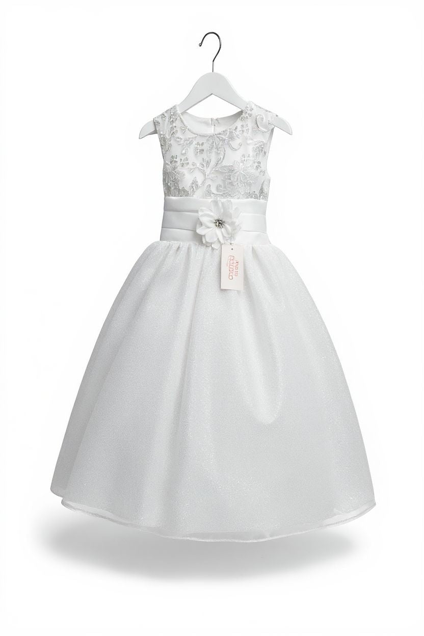 Vestido Blanco de Tul Recto 6 Años