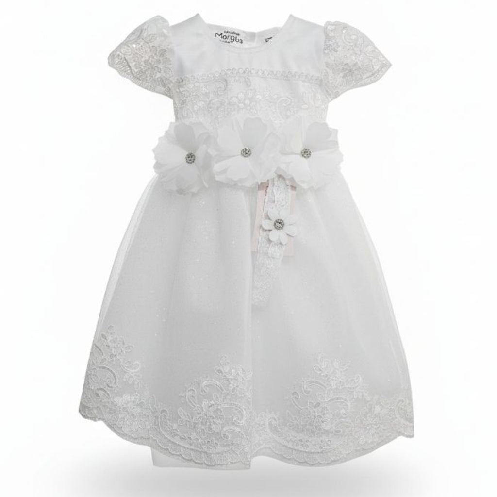 Vestido Blanco de Tul Recto 6 Meses