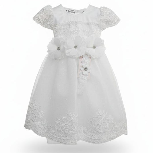 Vestido Blanco de Tul Recto 6 Meses