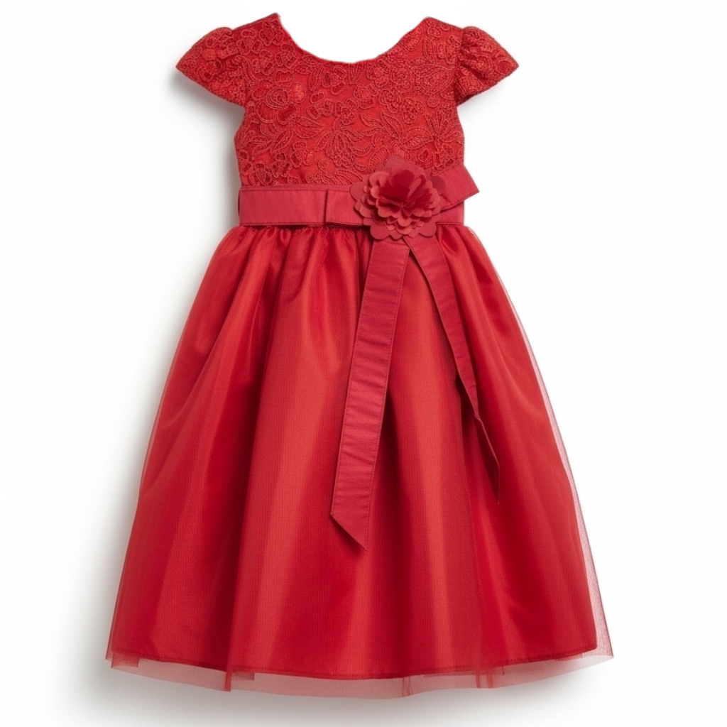 Vestido Rojo de Tul Recto 4 Años