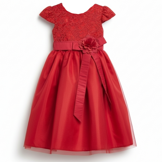 Vestido Rojo de Tul Recto 4 Años
