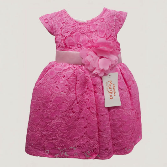 Vestido Rosa de Encaje Recto 6 Meses