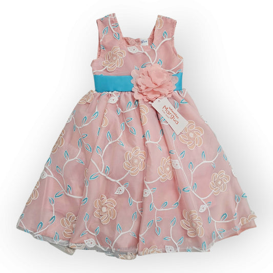 Vestido Coral de Tul Bordado Circular Talla 2 Años B073BFAFAZG