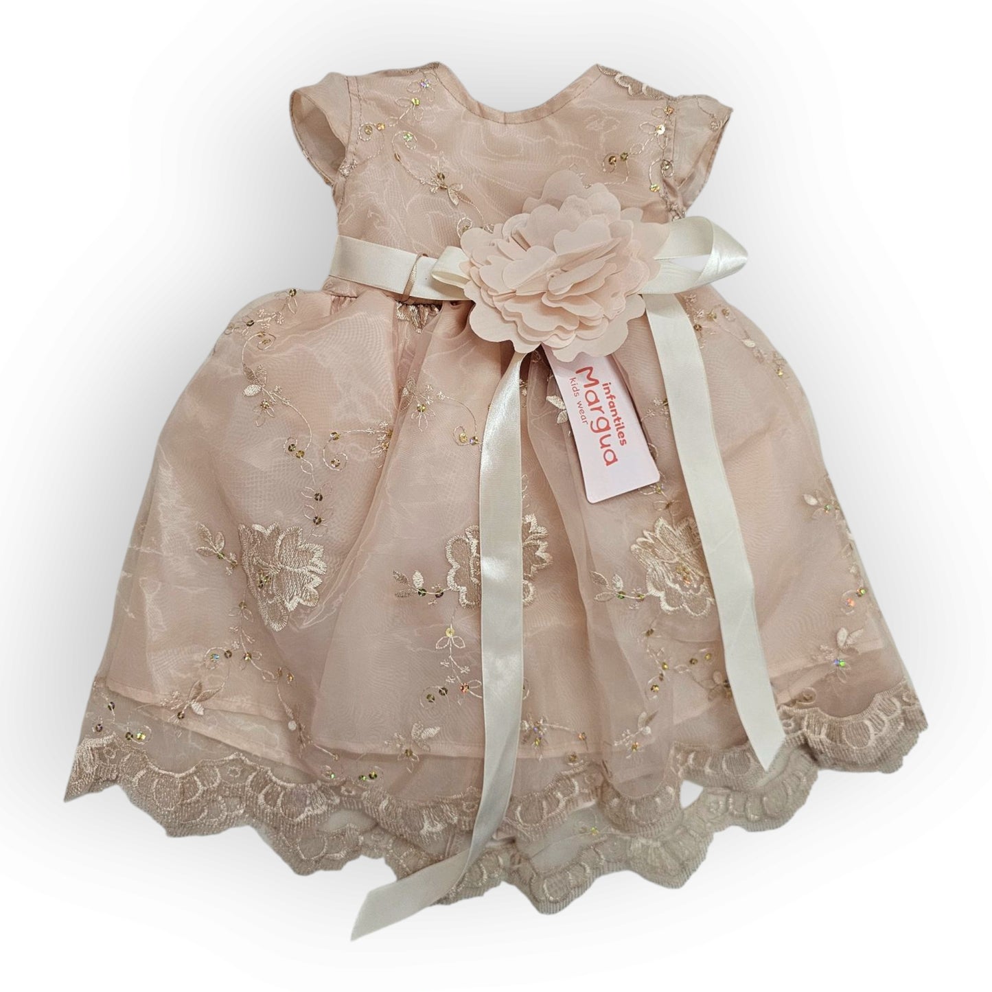Vestido Café de Organza Bordada Recto Talla 6 Meses B073DFAKBUB