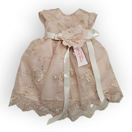 Vestido Café de Organza Bordada Recto Talla 6 Meses B073DFAKBUB