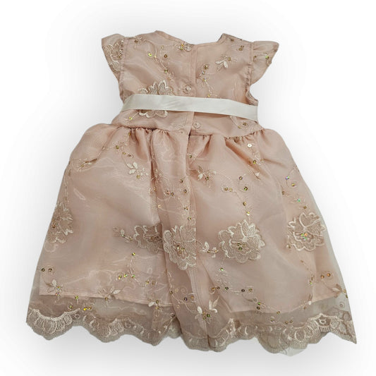 Vestido Café de Organza Bordada Recto Talla 6 Meses B073DFAKBUB
